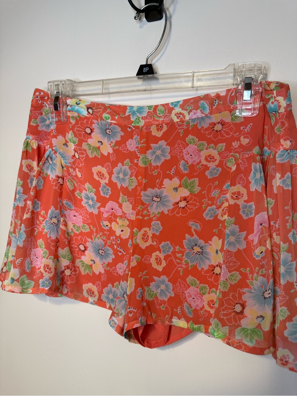 Free People Coral Floral Chiffon Flowy 2" Shorts Skort Size 2 Bohemian - Picture 3 of 7